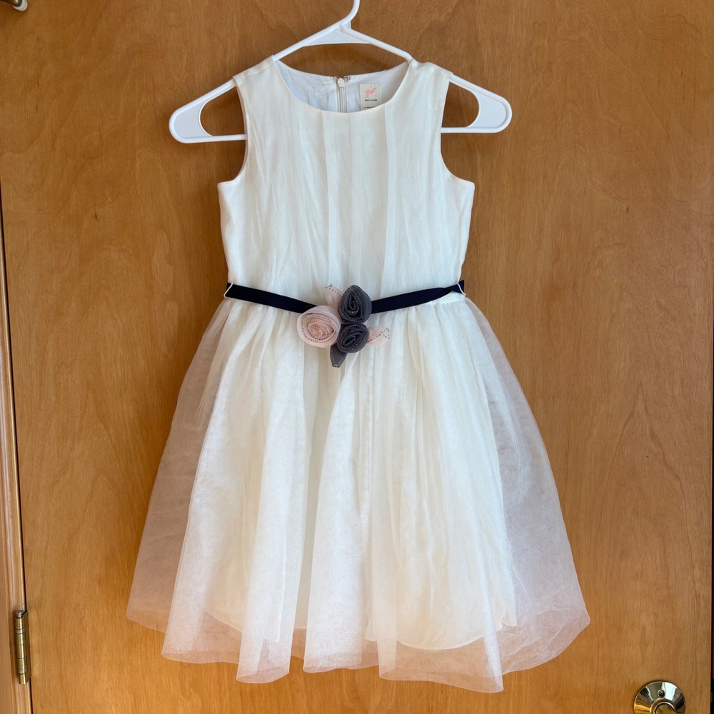 Sae A Kids Ivory Tulle Flower Dress Girls Size 6 Occasion Party Formal